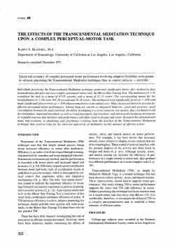 the effects of the transcendental meditation technique upon a