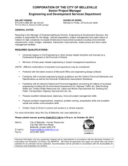 The City of Belleville, the `Friendly City` located at the junction of the