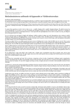 Bist&aring;ndsministerns anf&ouml;rande vid &ouml;ppnandet av