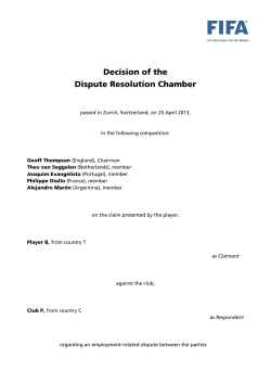 Decision of the Dispute Resolution Chamber