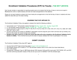Enrollment Validation Procedures (EVP) for Faculty &ndash; Fall 2017