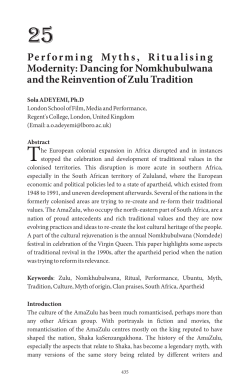 Performing Myths, Ritualising Modernity: Dancing