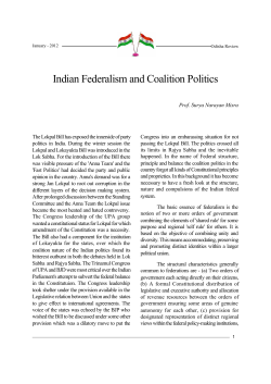 Indian Federalism and Coalition Politics