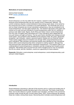 Motivations of social entrepreneurs Gemma Kate Humphris Email