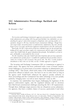 Alexander Platt, SEC Administrative Proceedings: Backlash and