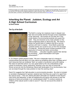 Inheriting the Planet: Judaism, Ecology and Art A High School