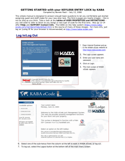 GETTING STARTED with your KEYLESS ENTRY LOCK by KABA
