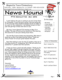 pta newsletter may 2016 - Magnolia Trace Elementary
