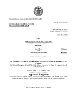 Gary Flood -v- Times Newspapers Limited judgment