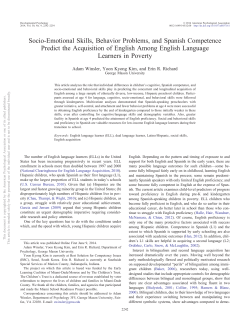 Socio-Emotional Skills, Behavior Problems, and