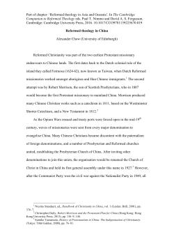 Part of chapter: `Reformed theology in Asia and Oceania`. In The