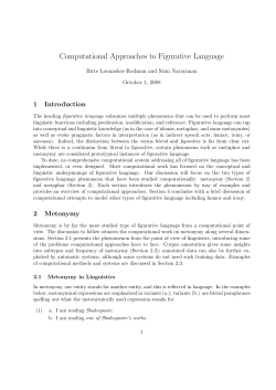 Computational Approaches to Figurative Language