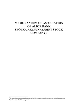 memorandum of association of alior bank sp&oacute;łka akcyjna (joint stock