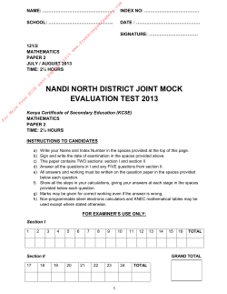 2013 kcse nandi north mock mathematics 2