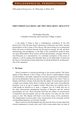 first person illusions: are they descartes, or kant`s