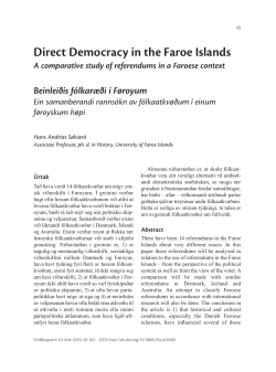 Direct Democracy in the Faroe Islands - Fr&oacute;&eth;skapur