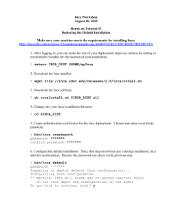 Hands-on: Inca deployment