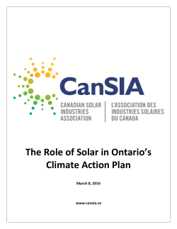 The Role of Solar in Ontario`s Climate Action Plan