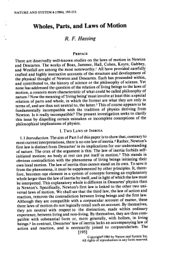 "Wholes, Parts, and Laws of Motion." Nature and System 6 (1984)