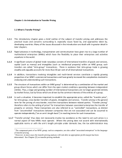 Chapter 1: An Introduction to Transfer Pricing 1.1 What is Transfer