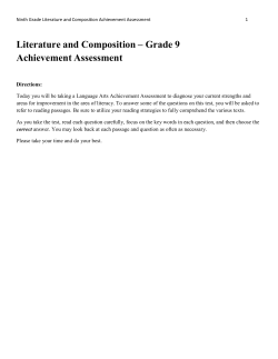 Literature and Composition &ndash; Grade 9 Achievement Assessment