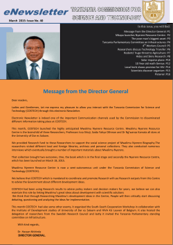 COSTECH eNewsletter March Issue........................................