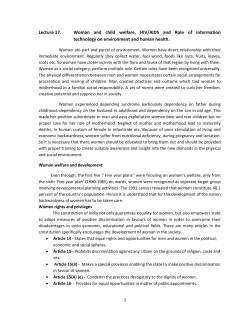 Lecture 17. Woman and child welfare, HIV/AIDS and Role of