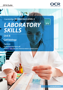 Level 3 Cambridge Technicals in Laboratory Skills - Unit 8