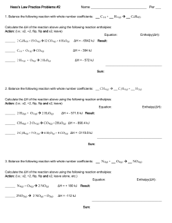 Hess`s Law Practice Problems #2 Name Per ___