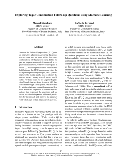 Exploring Topic Continuation Follow