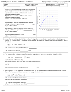 HW 2.5 Applications Maximizing and Minimizing