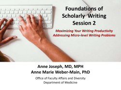 Foundations of Scholarly Writing Session 2