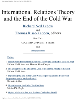 International Relations Theory and the End of the Cold War