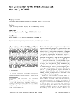 Tool Construction for the British Airways SEE with the O2 ODBMS*