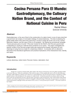 Cocina Peruana Para El Mundo: Gastrodiplomacy, the Culinary