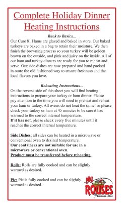 Complete Holiday Dinner Heating Instructions