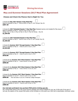 Summer Contract - UGA Dining Services
