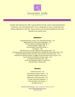 Lavender Jade Catering menu offers a great selection of Asian