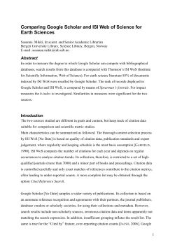Comparing Google Scholar and ISI Web of Science for Earth Sciences