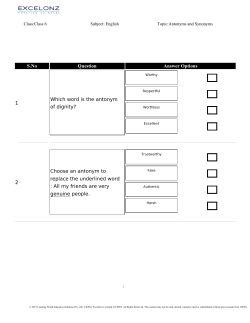 S.No Question Answer Options 1 Which word is the antonym of