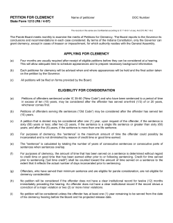 PETITION FOR CLEMENCY APPLYING FOR CLEMENCY