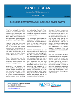 BUNKERS RESTRICTIONS IN ORINOCO RIVER PORTS