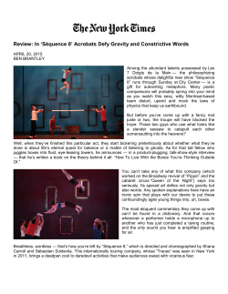 Review: In `S&eacute;quence 8` Acrobats Defy Gravity and Constrictive Words