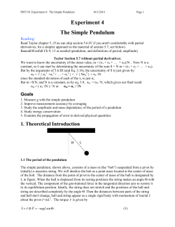 Experiment 4 The Simple Pendulum