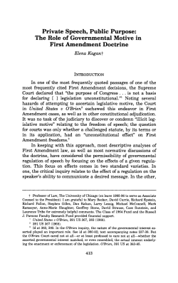 Private Speech, Public Purpose - The University of Chicago Law