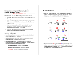 Introduction to Organic Chemistry, Unit 3: Chirality at Carbon