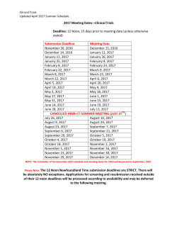 2017 Meeting Dates –Clinical Trials Deadline: 12 Noon, 15 days