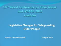 10th World Conference on Elder Abuse and WEAAD 2015 Lead-Up