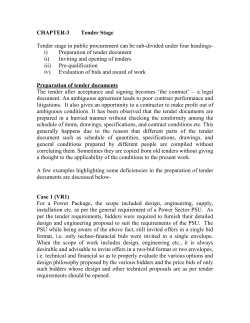 CHAPTER-3 Tender Stage Tender stage in public procurement can