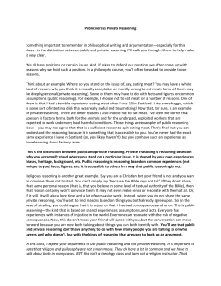 Public versus Private Reasoning Something important to remember